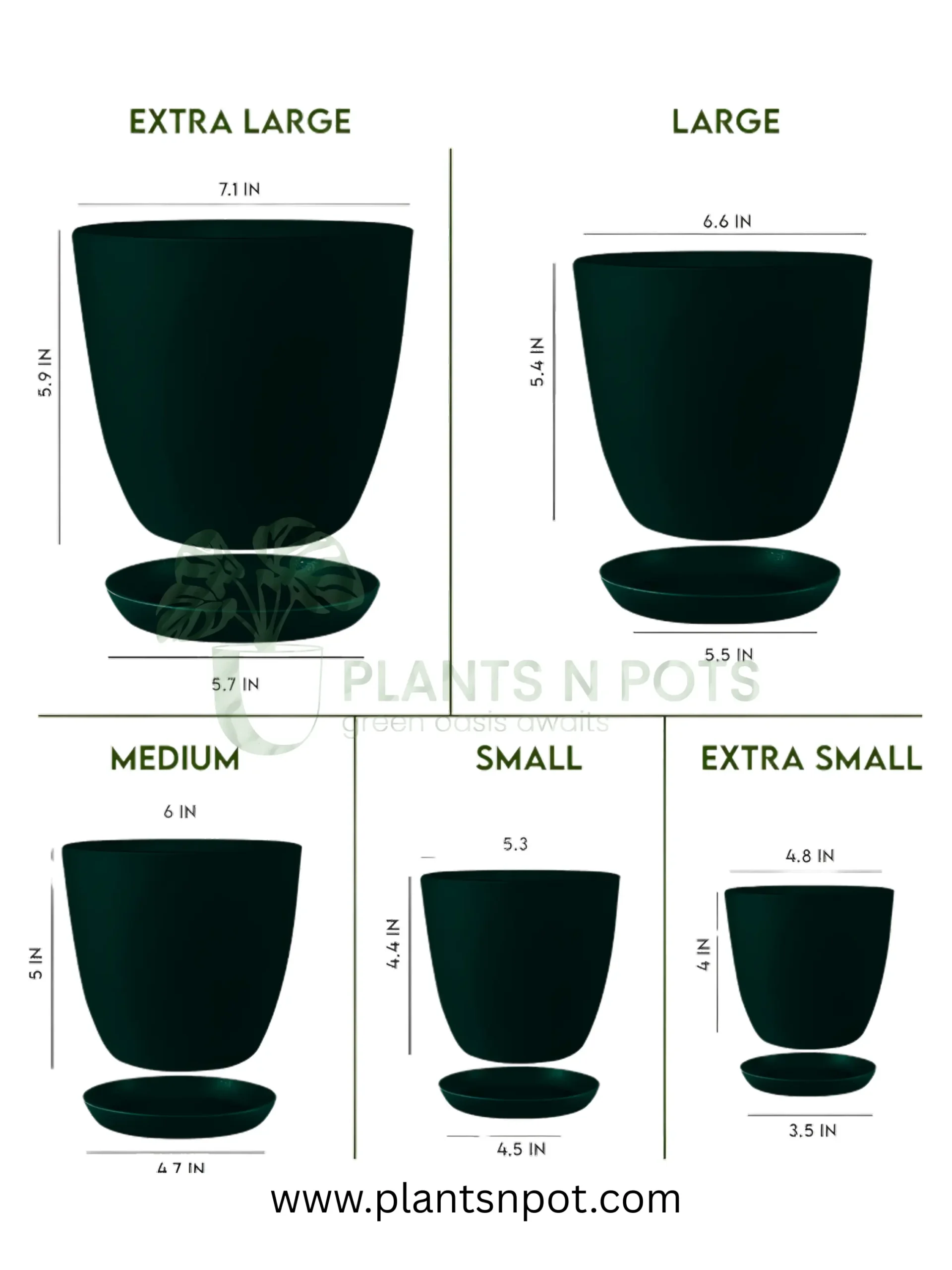 plastic pot size